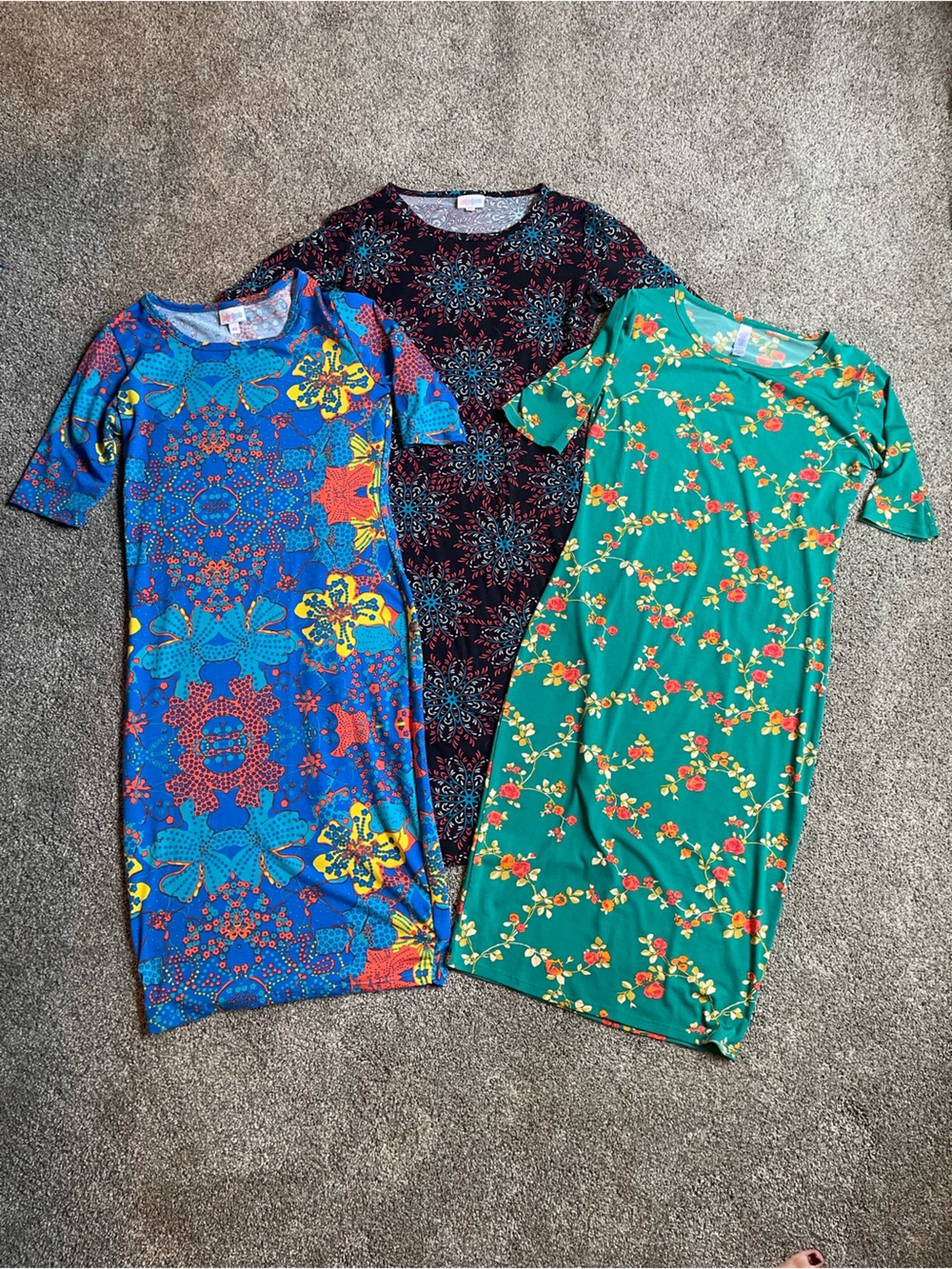Lularoe Three Printed Midi Dresses XS